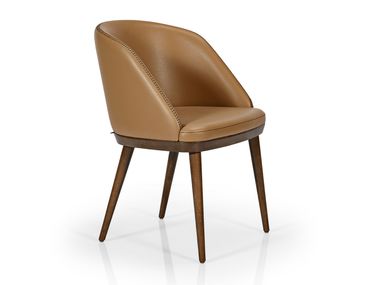 Upholstered leather chair with armrests AMARA More Contract