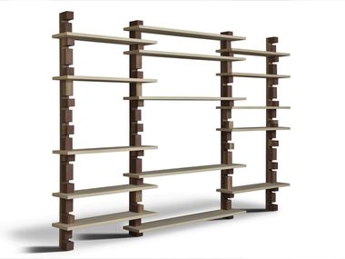 Open sectional solid wood bookcase SHARK Morelato