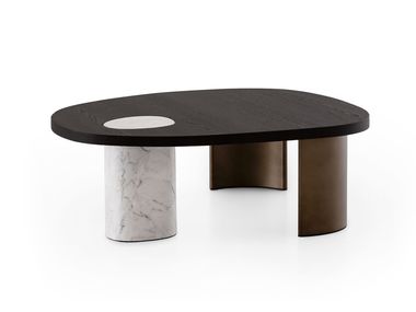 Coffee table in Carrara marble with Laguna oak top STONE Morica Design