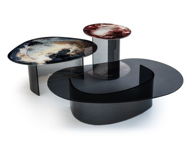 Round glass coffee table LAKELET Moroso
