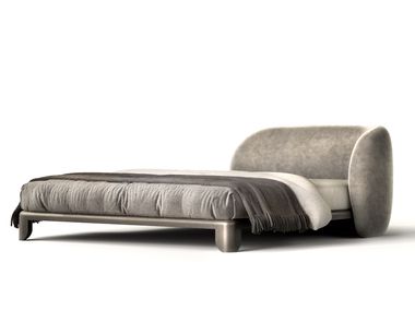 Letto matrimoniale in pelle con testiera imbottita QUARTAM Mozea