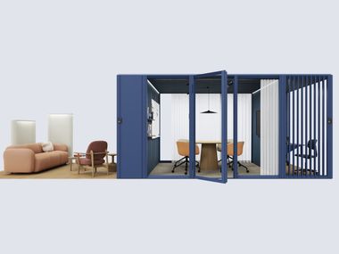 Modular glass and aluminium office booth MODULAR HUB 2 Mute