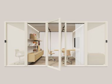 Modular glass and aluminium office booth MODULAR HUB 3 Mute
