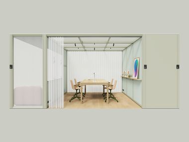 Modular glass and aluminium office booth MODULAR HUB 4 Mute