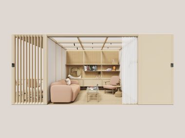 Modular glass and aluminium office booth MODULAR HUB 5 Mute