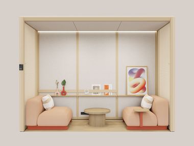 Glass and aluminium office booth for coffee break MODULAR LOUNGE 3x1 Mute