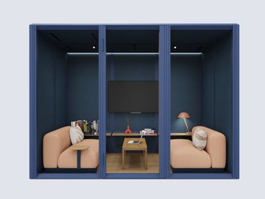Glass and aluminium office booth for coffee break MODULAR LOUNGE 3x2 Mute