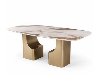 Dining table with sculptural base and porcelain top KALDEA NDESIGN
