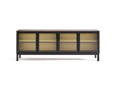 Wood and glass sideboard with doors and integrated lighting MAYRA NDESIGN