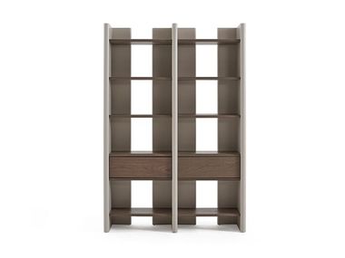 Freestanding open wooden bookcase with drawers TIDU NDESIGN