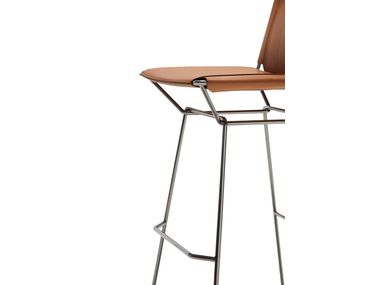 NEIL LEATHER Sled base tanned leather stool with footrest By MDF Italia ...