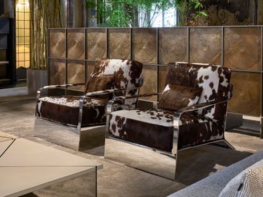 Horse hide armchair with armrests BOLD NEUTRA
