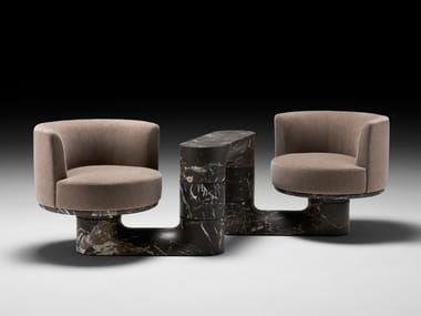 Sistema di poltrone girevoli in tessuto con tavolino MICELIO NEUTRA