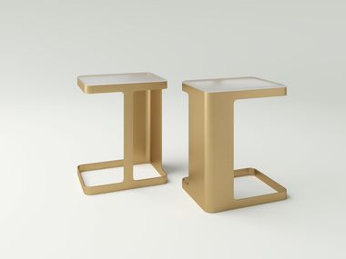 Brass and glass side table  ANIKA NITZAN HOME
