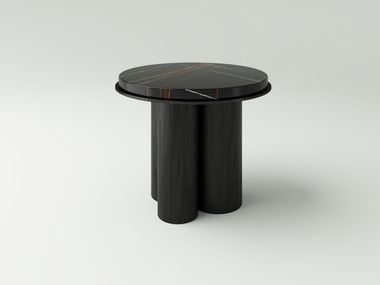 Runder Couchtisch aus Stahl und Holz ELENI