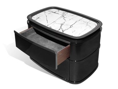Rounded wooden bedside table with drawers NOMOS Visionnaire