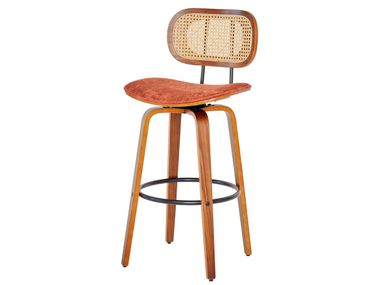 Bar stool in solid wood and fabric ALESUND NORDLYS