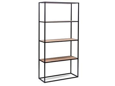 Estante com 4 prateleiras em madeira e metal preto ARNE NORDLYS