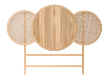 Cabecero de cama en madera maciza y ratán natural BODO NORDLYS