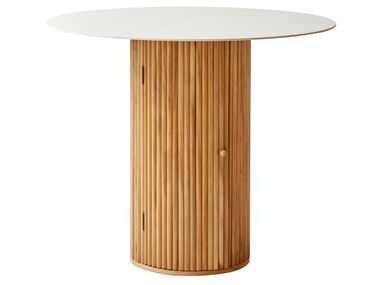 Round dining table in solid pine wood with marble effect finish HAVANA NORDLYS