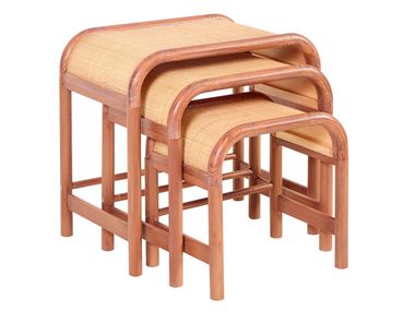 Set of 3 side tables in wood and rattan JOVIK NORDLYS
