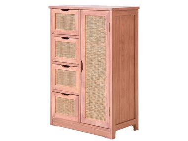 Sideboard storage unit in walnut wood and rattan KIEL NORDLYS