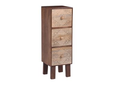 Cómoda de 3 cajones en madera maciza de mango oscuro MADURAI NORDLYS