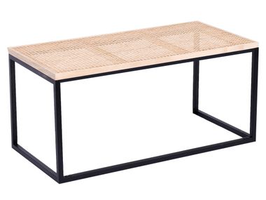 Industrial coffee table in rattan and black metal SAPPORO NORDLYS