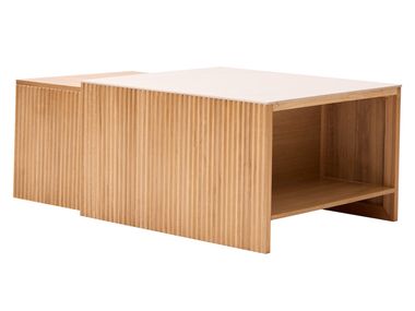 Set of 2 nesting coffee tables in wood with marble-effect finish TROMSO NORDLYS