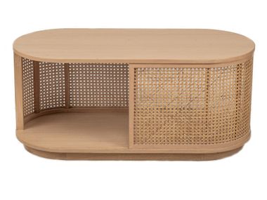 Coffee table in solid ash wood and natural rattan VIKNA NORDLYS