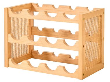 Wine rack in solid wood and natural rattan VISBY NORDLYS
