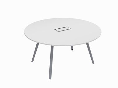 Tavolo da riunione rotondo in legno con sistema passacavi PILA NURUS