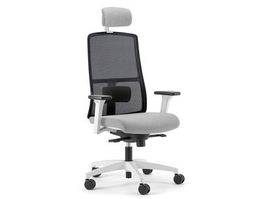 Chaise de bureau pivotante en résille à 5 rayons avec accoudoirs ARMONIA WHITE 01 PT Nahu