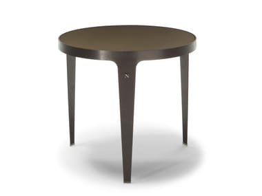 Tavolino rotondo alto con piano in vetro HERMAN Natuzzi Italia