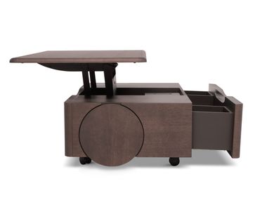 Rectangular wooden coffee table with castors and storage space ROLL Natuzzi Italia