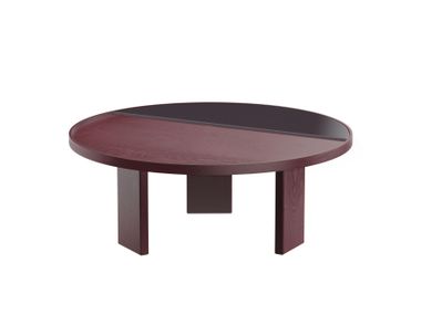 Mesa de centro redonda de café de madeira e vidro PIET Noah Living