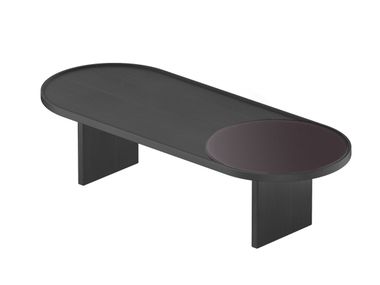 Oval wood and glass central coffee table PIET Noah Living
