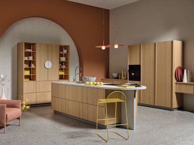 Küche aus Holz mit Kücheninsel neoFLAT Eiche Bianco Nolte Küchen