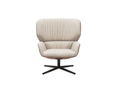 Swivel high-back armchair with spoke base NUEZ LOUNGE BIO BU2742 Andreu World
