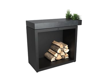 OFYR, OFYR BUTCHER BLOCK STORAGE 90 BLACK CERAMIC DARK GREY Tagliere / portalegna in Corten™