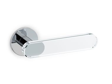 Brass door handle on rose AQUA OLIVARI