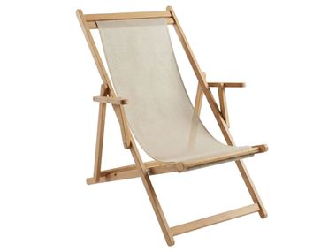 Folding teak deck chair with armrests MARE OM Showroom