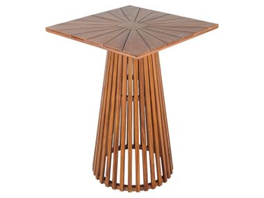 Square teak high table YONO OM Showroom