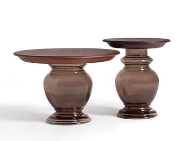 Mesa de centro redonda de madeira e vidro OLAES OPERA CONTEMPORARY
