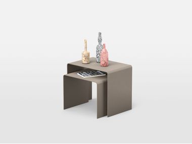 Rectangular steel high side table PLUG ORO NERO Collection
