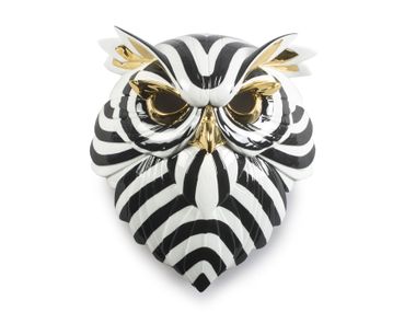 Wanddekorationsobjekt aus Porzellan OWL MASK (BLACK AND GOLD) Lladró