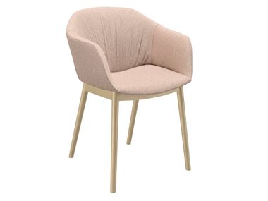 Silla fija tapizada con 4 patas madera HELMET Ofifran