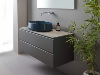 Olympia Ceramica, STAND Mobile lavabo sospeso in gres porcellanato con cassetti