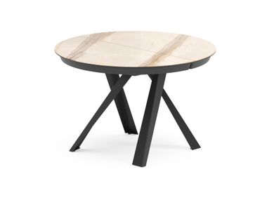 Extending round Marble Glass table EMISFERO Ozzio Italia