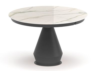 Extending round Marble Glass table LYCOS Ozzio Italia